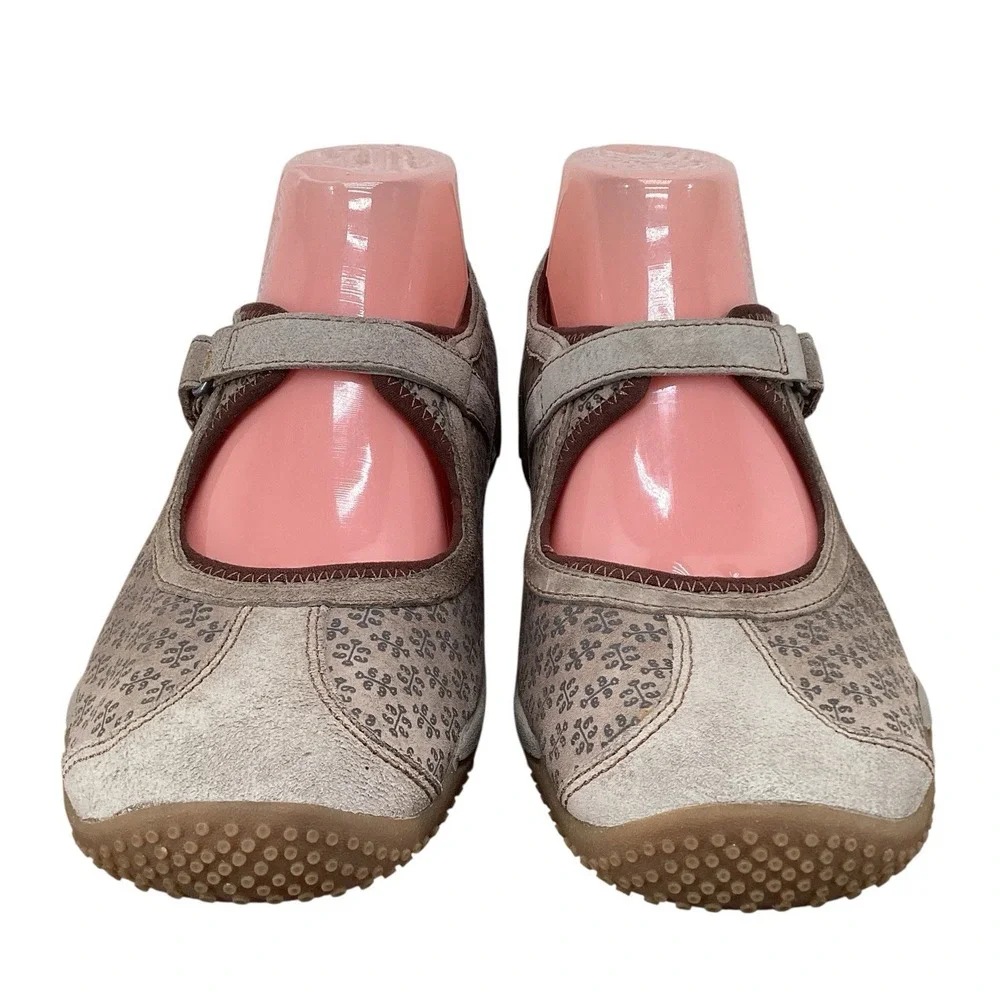 Merrell Circuit Taupe Print Mary Jane Suede Driving‎ Loafer Flats Shoe Womens 8